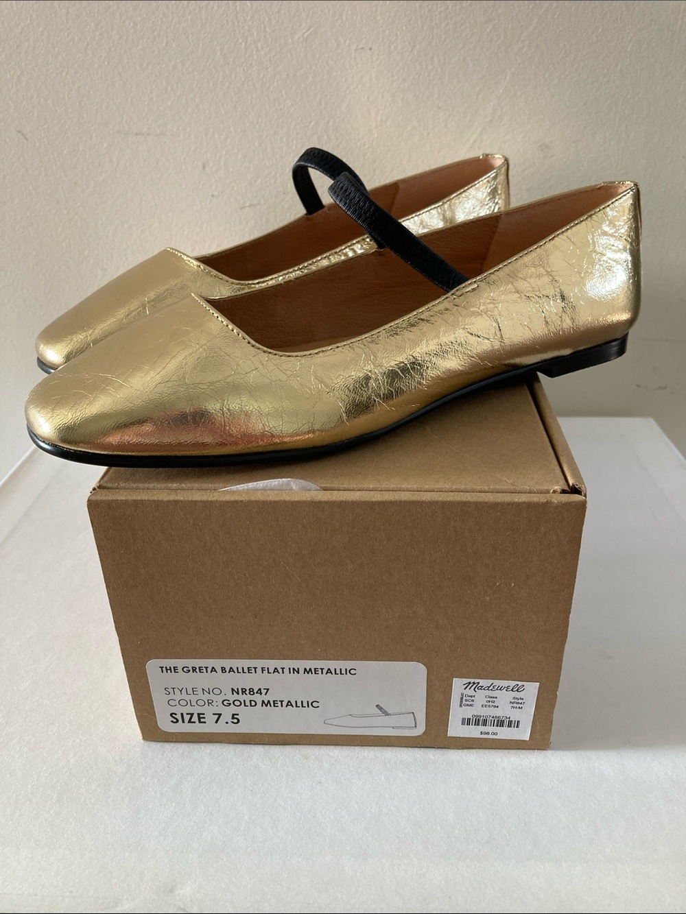 Madewell Greta ballet flats in metallic leather